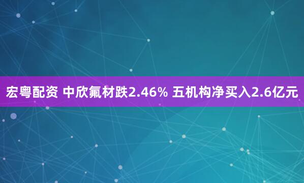 宏粤配资 中欣氟材跌2.46% 五机构净买入2.6亿元
